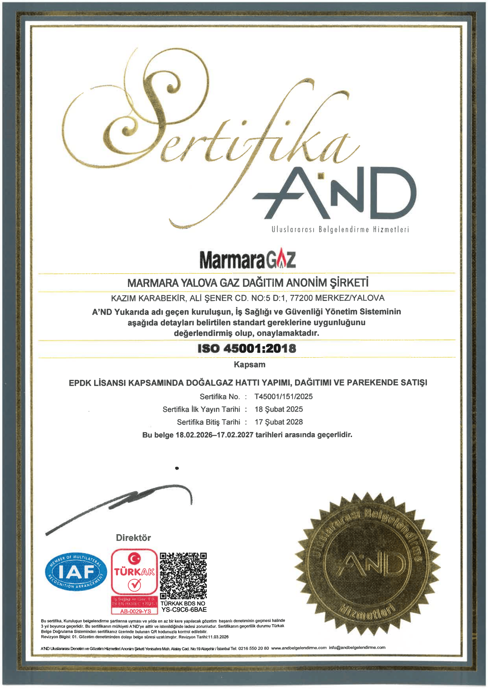 ISO 45001 Sertifikası
